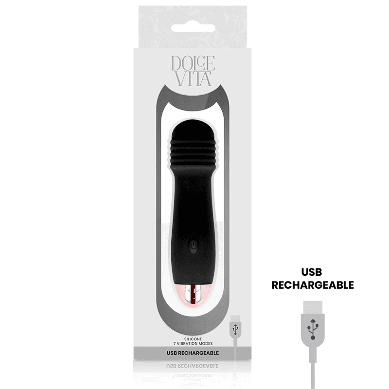 DOLCE VITA - RECHARGEABLE VIBRATOR THREE BLACK 7 SPEED 4