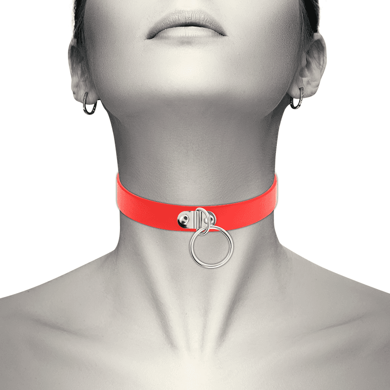 COQUETTE CHIC DESIRE - RED VEGAN LEATHER NECKLACE WOMAN FETISH ACCESSORY 2