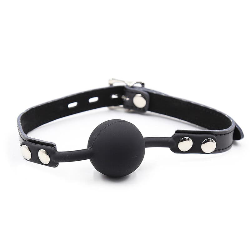 OHMAMA FETISH - SILICONE BALL GAG WITH LEATHER BELT (PADLOCK INCLUDED) 2