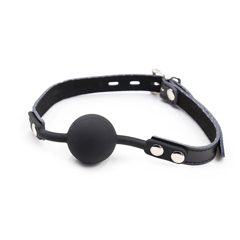 OHMAMA FETISH - SILICONE BALL GAG WITH LEATHER BELT (PADLOCK INCLUDED) 5