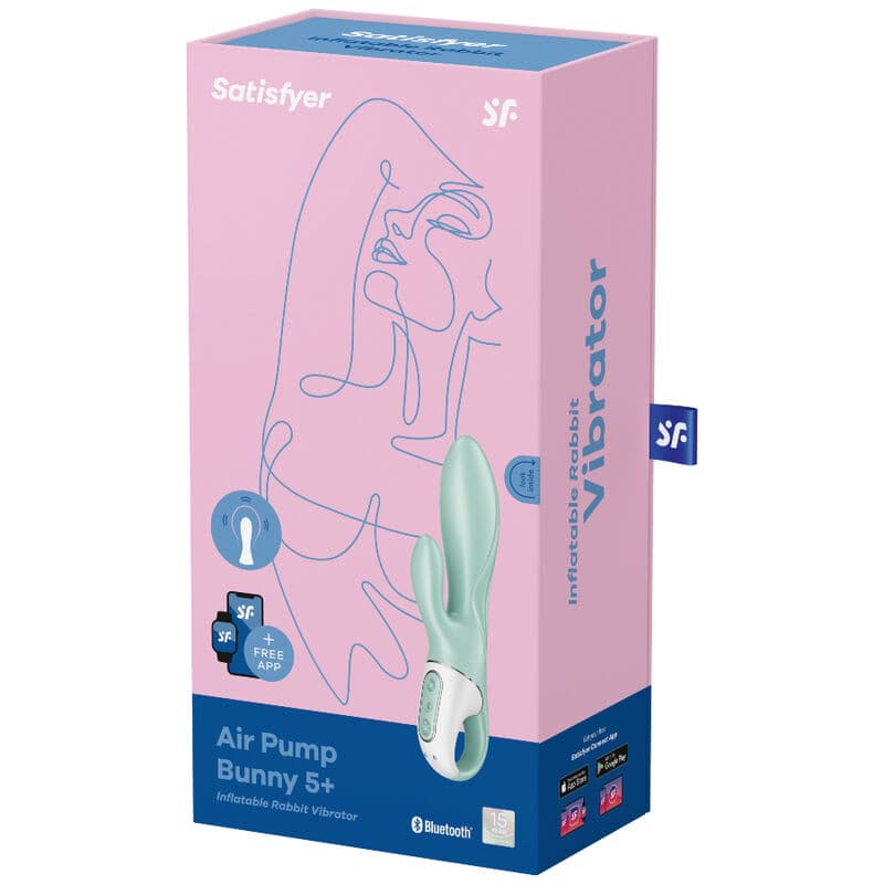 SATISFYER - AIR PUMP BUNNY 5+ INFLATABLE RABBIT VIBRATOR APP GREEN 4