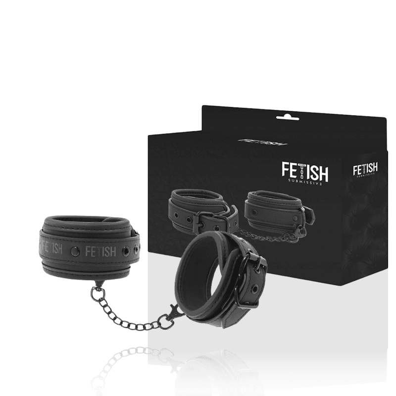FETISH SUBMISSIVE - VEGAN LEATHER ANKLE CUFFS WITH NOPRENE LINING 2