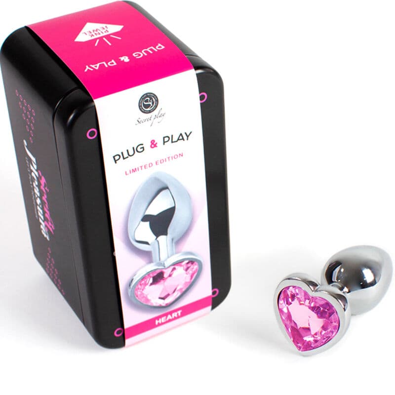 SECRETPLAY - METAL BUTT PLUG FUCHSIA HEART SMALL SIZE 7 CM 2