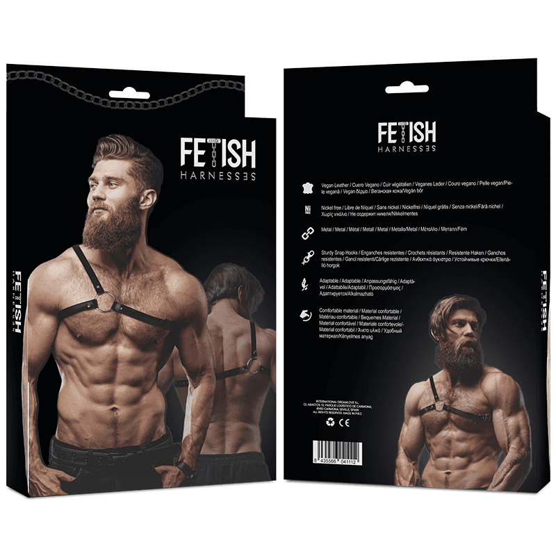 FETISH SUBMISSIVE - ATTITUDE MENS CROSSED SHOULDER ECO LEATHER HARNESS 2