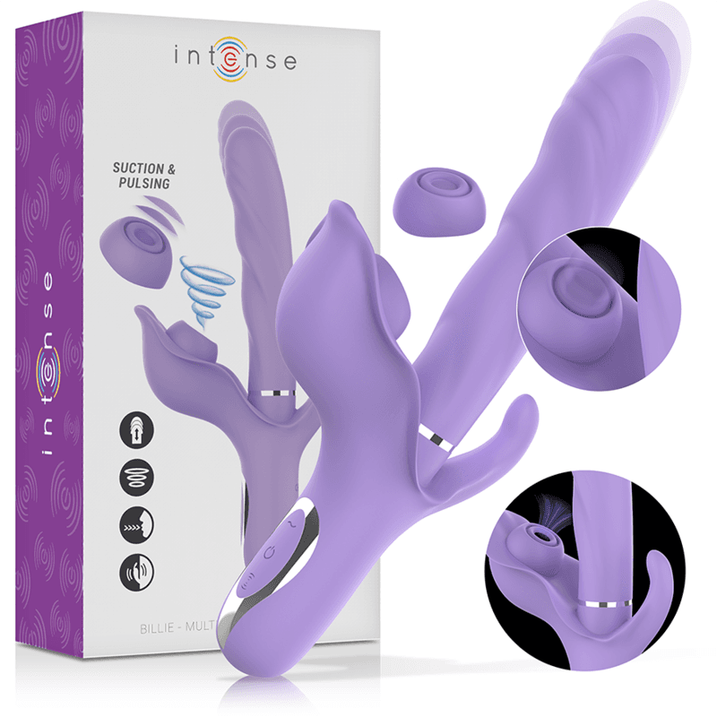 INTENSE - BILLIE MULTIFUNCTIONAL RECHARGEABLE SUCTION VIBRATOR WITH PURPLE PUSH BUTTON
