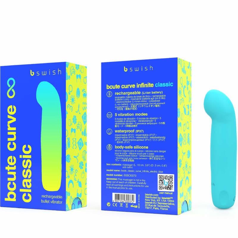 B SWISH - BCUTE CURVE INFINITE CLASSIC RECHARGEABLE VIBRATOR BLUE SILICONE 3