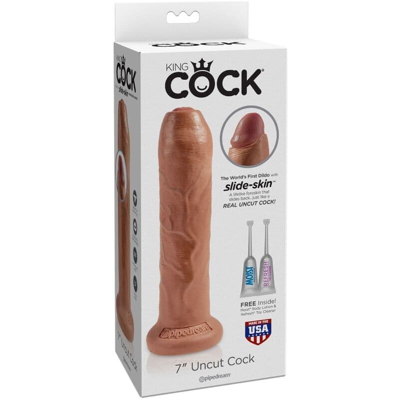 KING COCK - UNCUT REALISTIC PENIS 17.8 CM CARAMEL 3