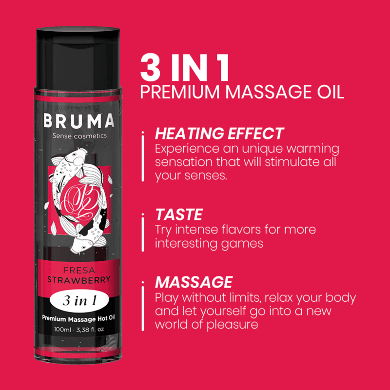 BRUMA - PREMIUM MASSAGE HOT OIL STRAWBERRY 3 IN 1 - 100 ML 4