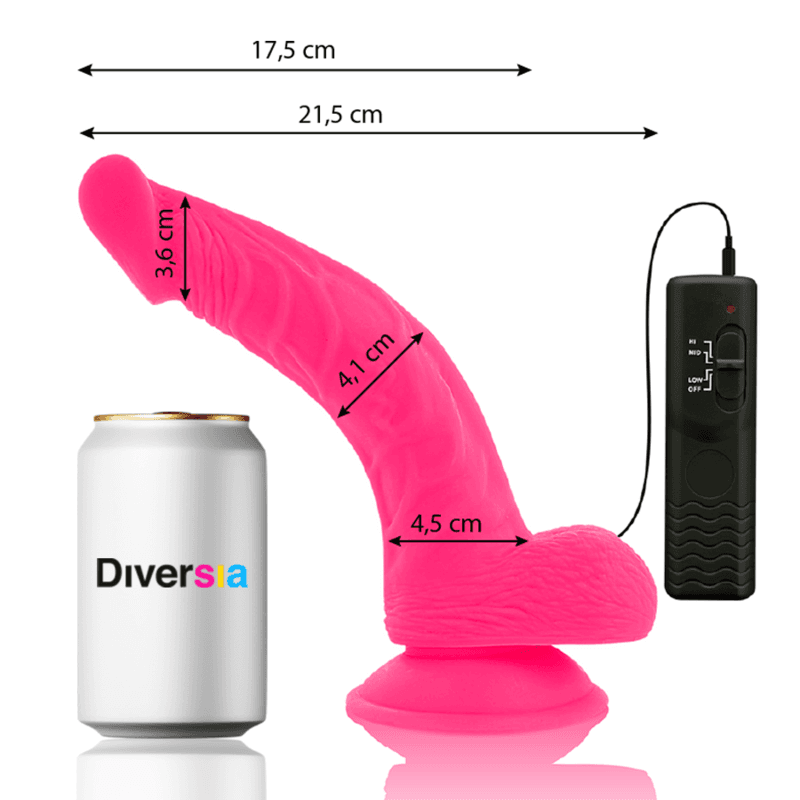 DIVERSIA - FLEXIBLE VIBRATING DILDO PINK 21.5 CM -O- 4.5 CM 3