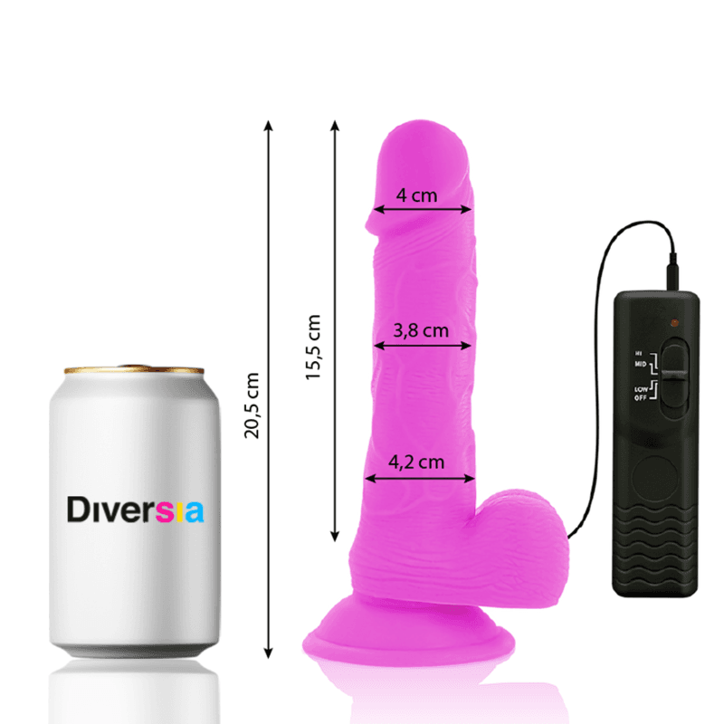 DIVERSIA - FLEXIBLE VIBRATING DILDO PURPLE 20.5 CM -O- 4.2 CM 3