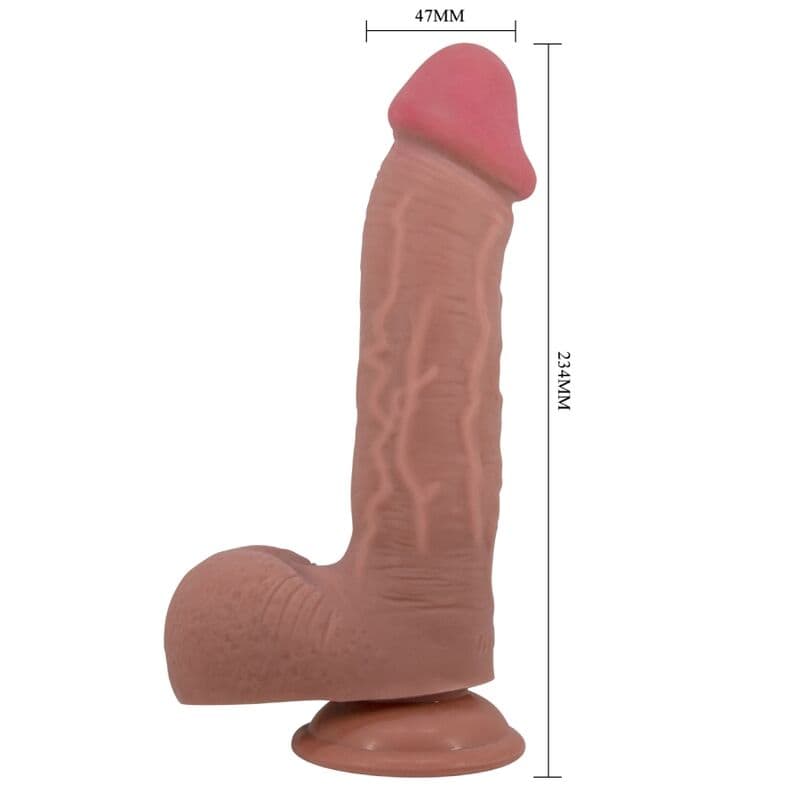 PRETTY LOVE - SLIDING SKIN SERIES REALISTIC DILDO WITH SLIDING SKIN SUCTION CUP BROWN 23.4 CM 4