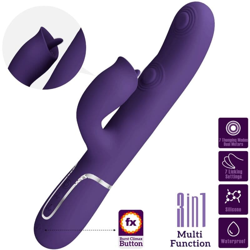 PRETTY LOVE - RABBIT VIBRATOR WITH LICKING PURPLE 3