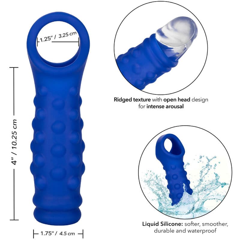 CALEXOTICS - ADMIRAL BEADED PENIS COVER LIQUID SILICONE BLUE 4