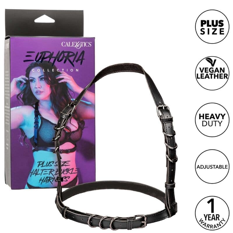 CALEXOTICS - EUPHORIA PLUS SIZE HALTER BUCKLE HARNESS BLACK 5