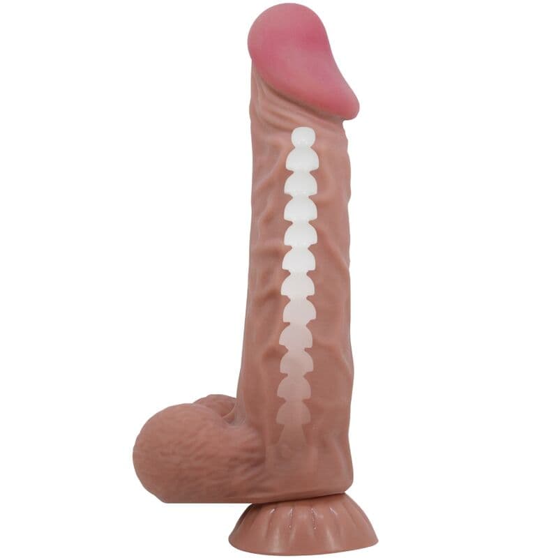 PRETTY LOVE - SLIDING SKIN SERIES REALISTIC DILDO WITH SLIDING SKIN SUCTION CUP BROWN 24 CM 4