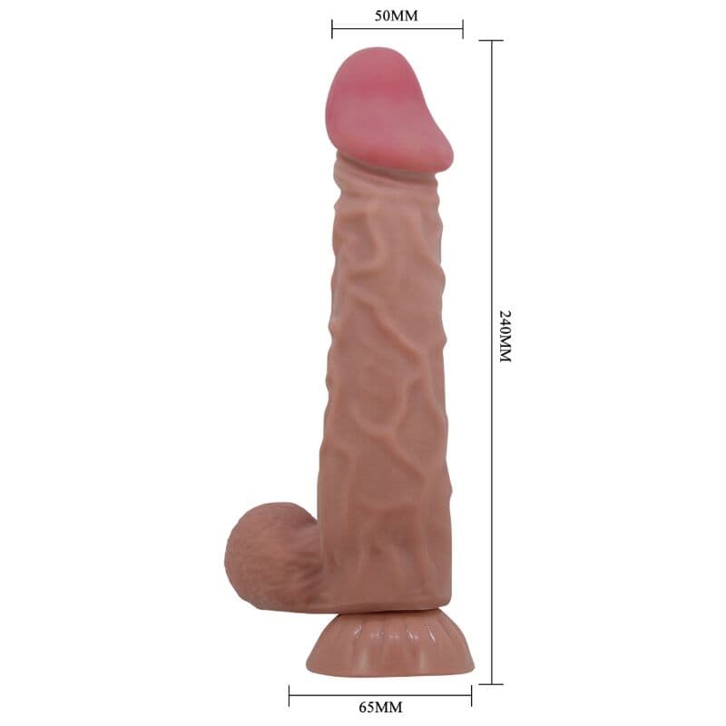 PRETTY LOVE - SLIDING SKIN SERIES REALISTIC DILDO WITH SLIDING SKIN SUCTION CUP BROWN 24 CM 5