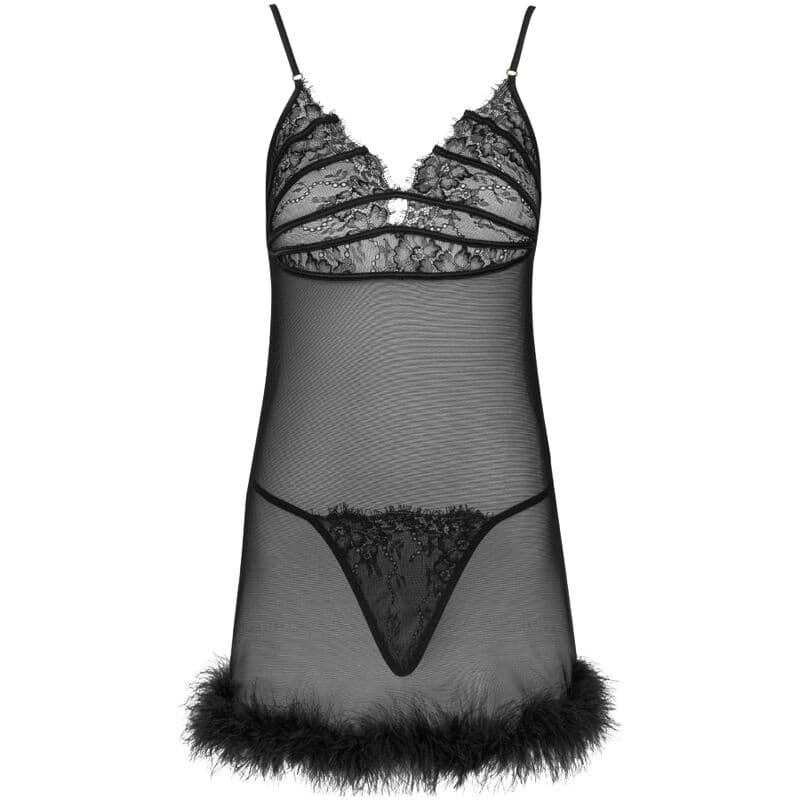 LIVCO CORSETTI FASHION - ZERUNAM SET BABYDOLL + TANGA NEGRO 5