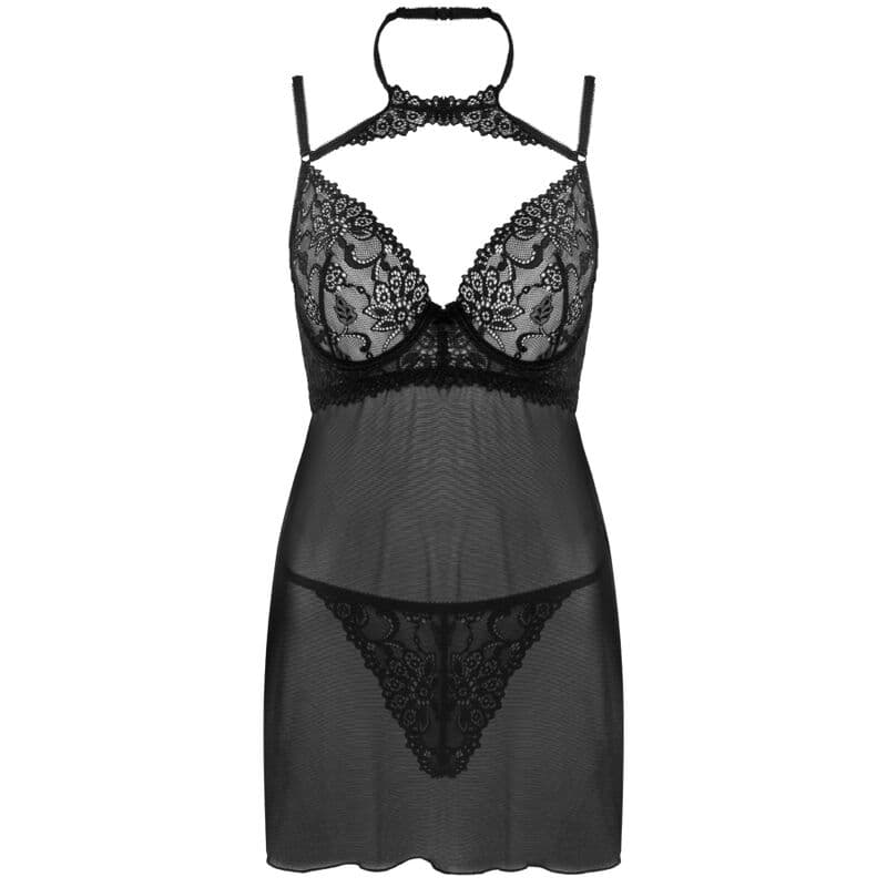LIVCO CORSETTI FASHION - BINELLA SET BABYDOLL + TANGA NEGRO 5