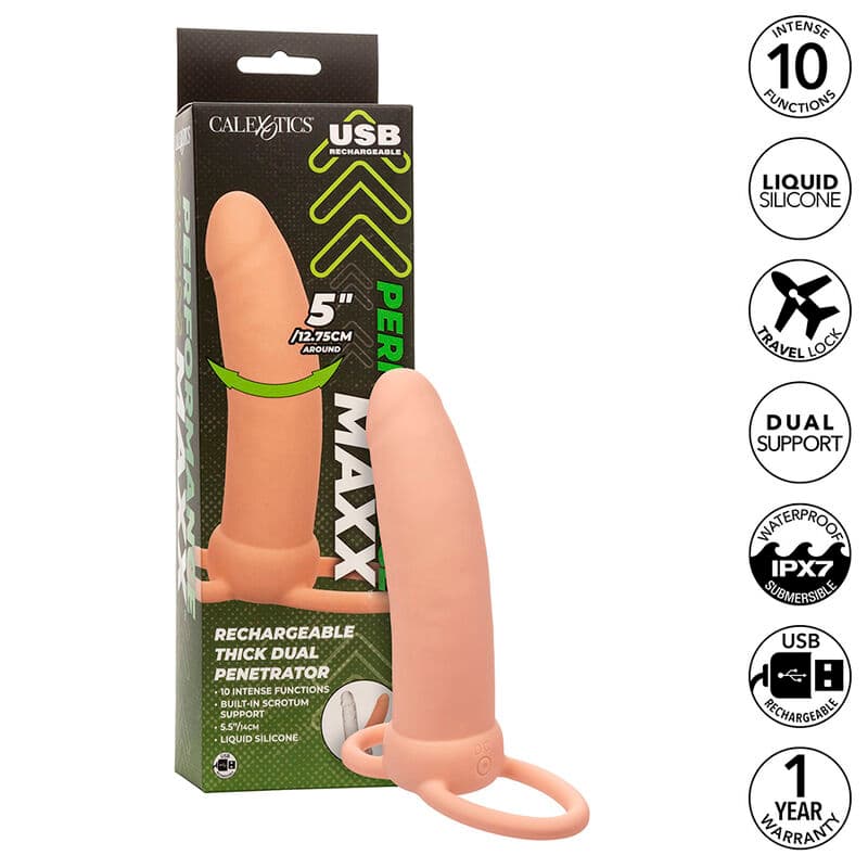 CALEXOTICS - MAXX THICK DUAL PENETRATOR 10 VIBRATIONS FLESH 2
