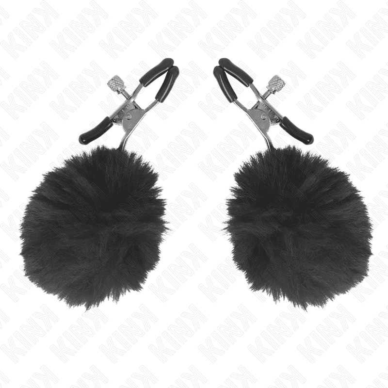 KINK - FAUX FUR BALL NIPPLE CLAMP BLACK 6 CM 2