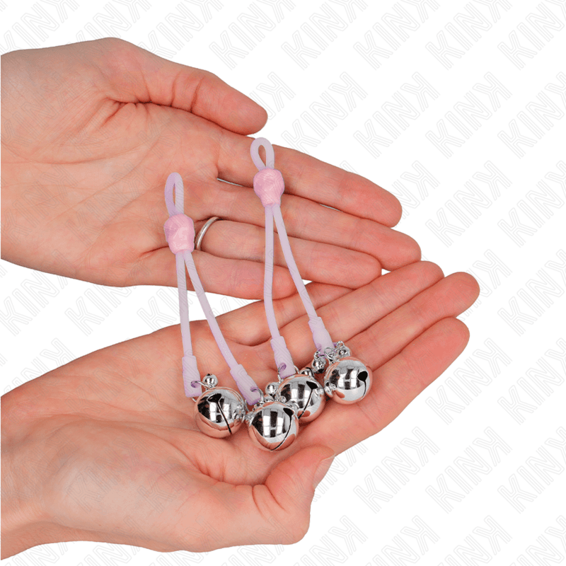 KINK - LUMINOUS SKULL NIPPLE CLAMPS WITH RING BELLS ADJUSTABLE PINK / SILVER 5
