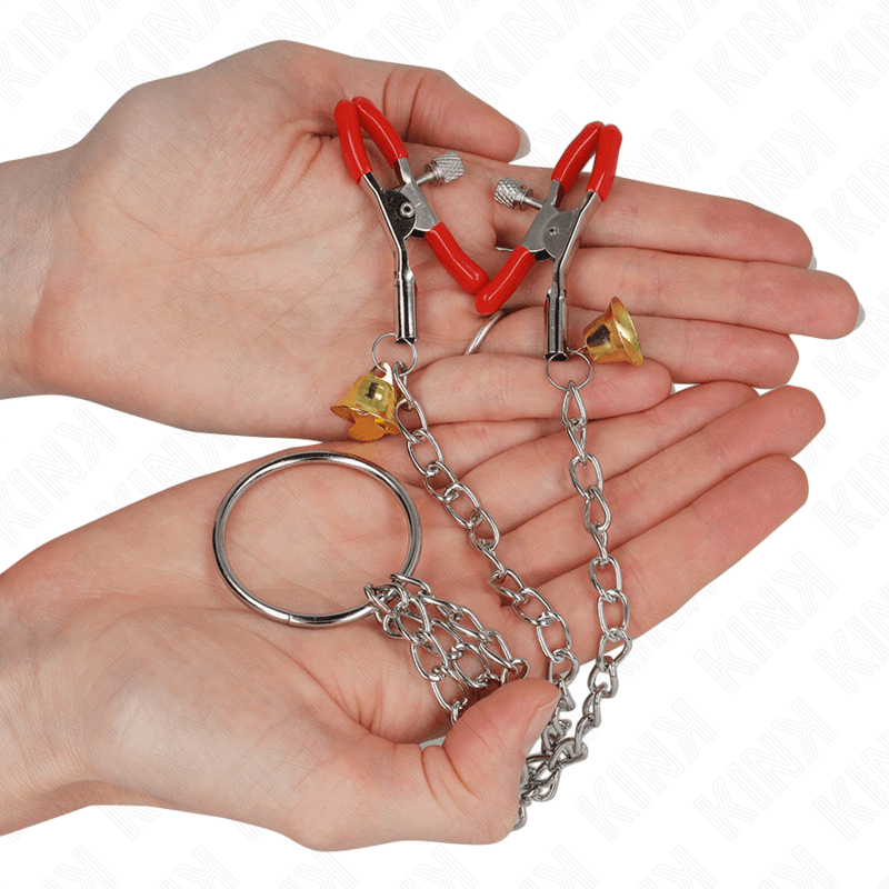 KINK - BELL TRIPLE NIPPLE AND CLIT CLAMPS RED WITH CHAIN 30 CM 2