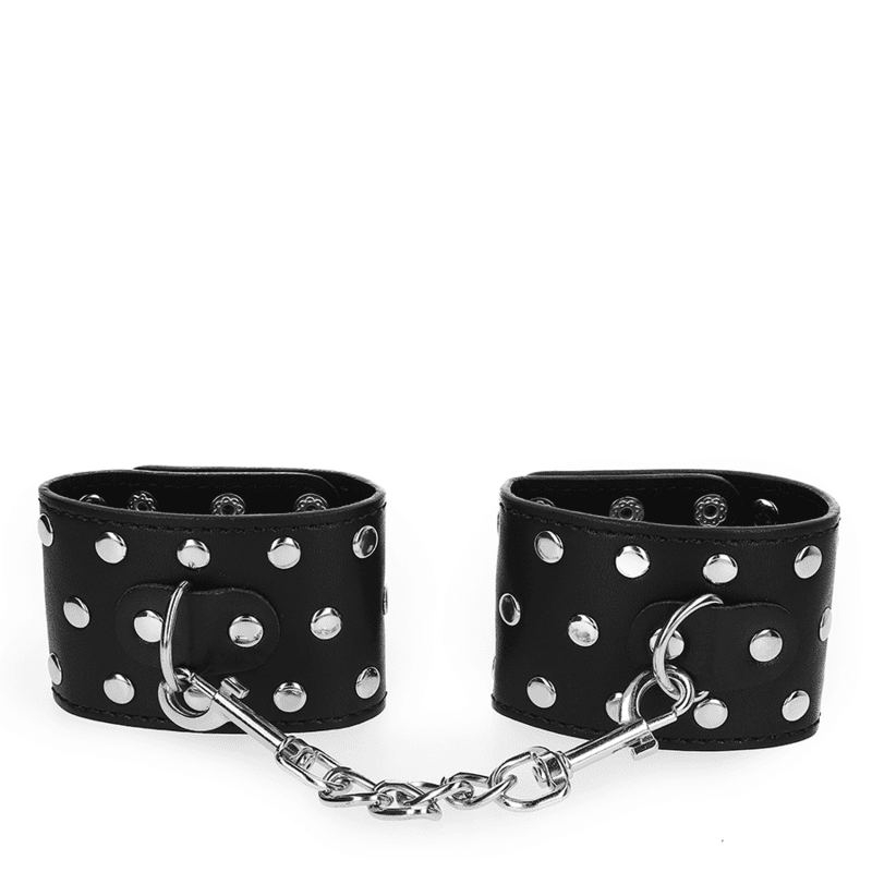 KINK - WRIST RESTRAINTS WITH SNAP FASTEN FULL OF RIVETS BLACK ADJUSTABLE 19-24 CM X 5.5 CM 5