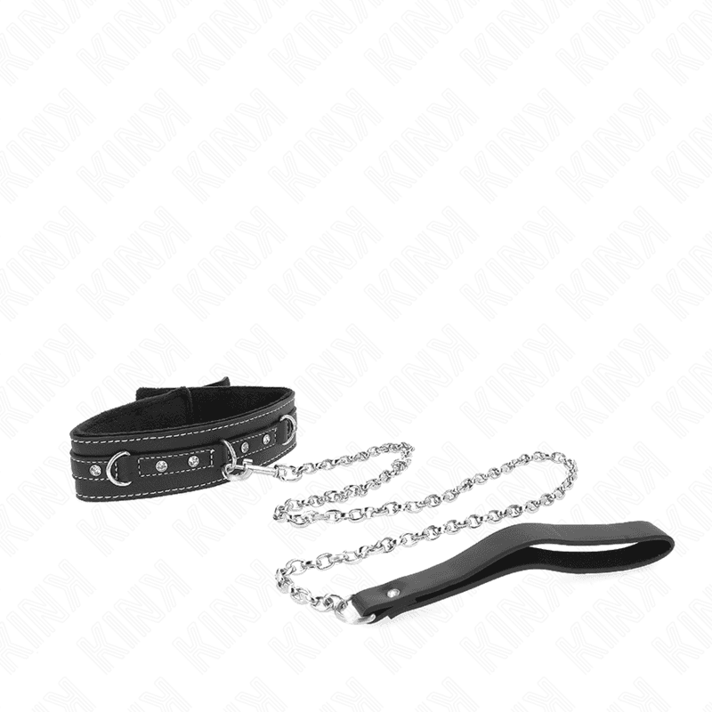 KINK - PVC LEATHER NECKLACE WITH BELT 105 CM RHINESTONE RIVET 41.5 X 4 CM 5