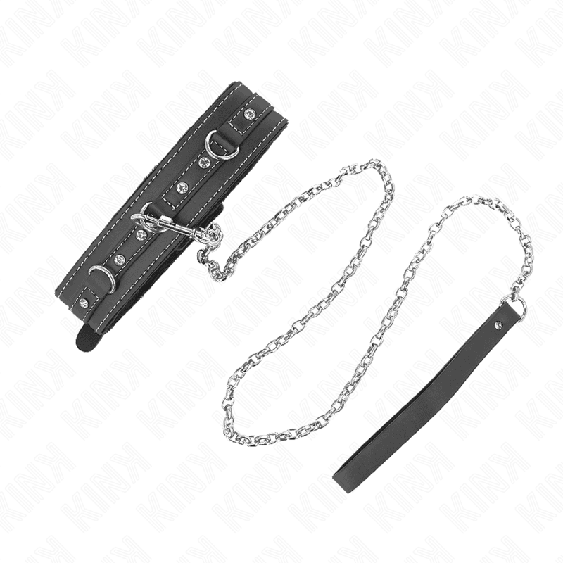KINK - PVC LEATHER NECKLACE WITH BELT 105 CM RHINESTONE RIVET 41.5 X 4 CM 2