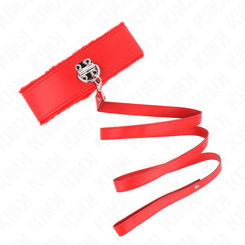 KINK - NECKLACE WITH LEASH 116 CM WITH SILVER STUDS MODEL 4 RED ADJUSTABLE 40-48 CM X 6 CM 2