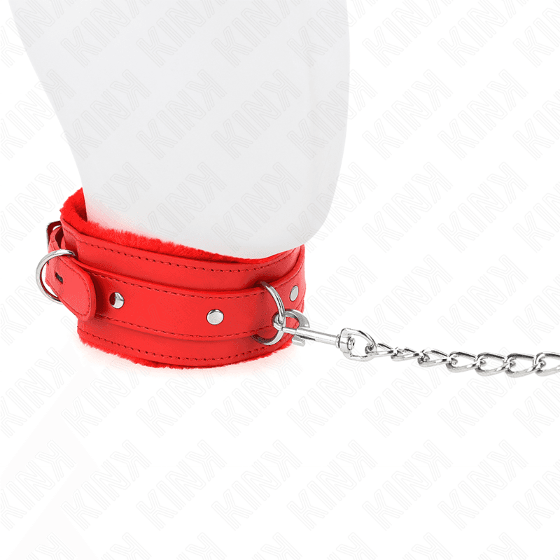 KINK - COLLAR WITH LEASH 65 CM WITH RESTRICTIONS RED 36-42 CM X 5.5 CM 5