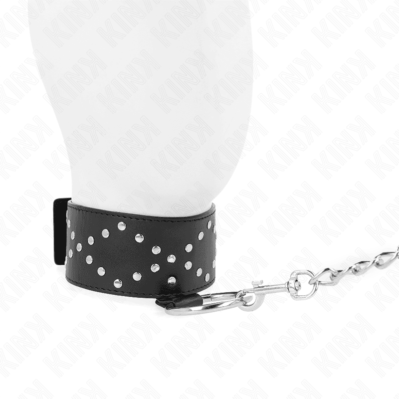 KINK - NECKLACE 65 CM WITH LEASH WITH SILVER STUDS MODEL 3 ADJUSTABLE 36-43 CM X 5 CM 5