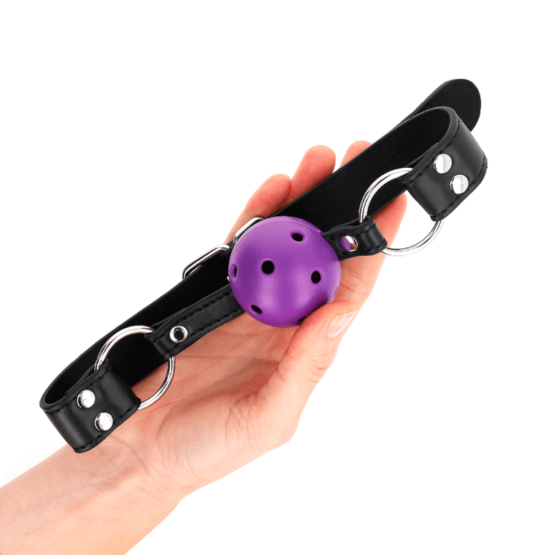 KINK - BREATHABLE BALL 4 CM GAG WITH DOUBLE RIVET PURPLE 62.5 x 2.5 CM ADJUSTABLE 42-58 CM 4