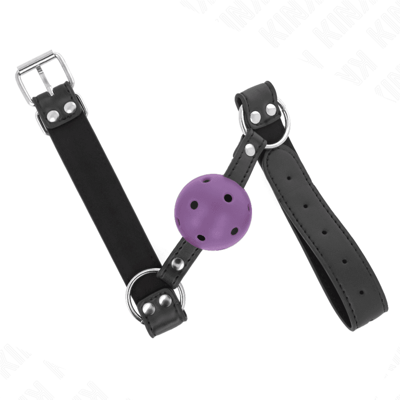 KINK - BREATHABLE BALL 4 CM GAG WITH DOUBLE RIVET PURPLE 62.5 x 2.5 CM ADJUSTABLE 42-58 CM 2