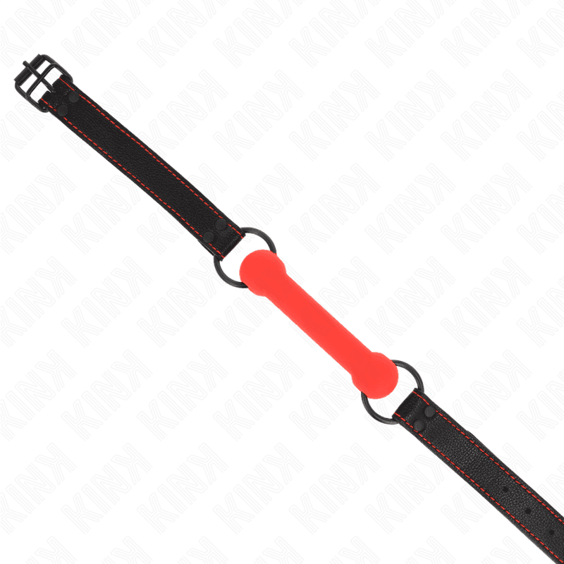 KINK - BONE GAG WITH LEATHERETTE STRAP RED ADJUSTABLE 41-57 CM 5