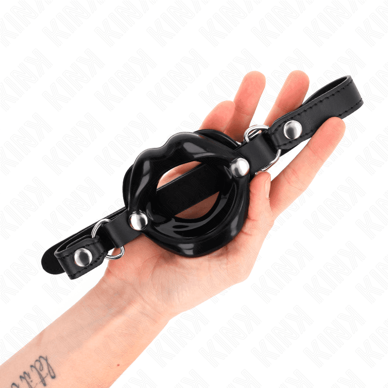 KINK - LIP 8 CM GAG WITH BLACK LEATHERETTE STRAP 63 x 2 CM ADJUSTABLE 39-58 CM 2