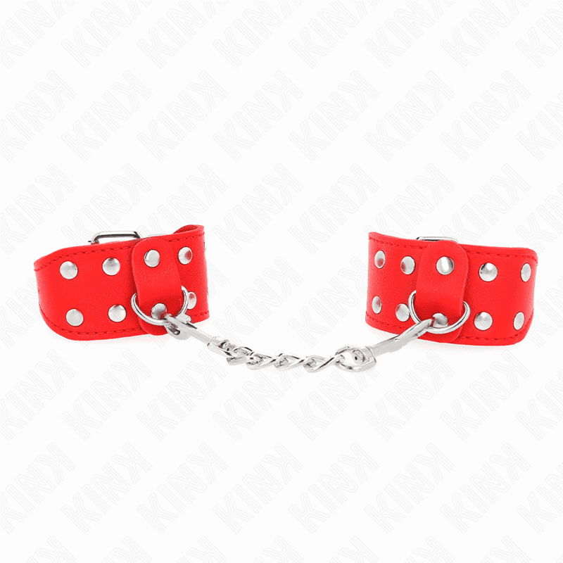 KINK - WRISTBANDS WITH DOUBLE LINE OF ADJUSTABLE STUDS RED 2