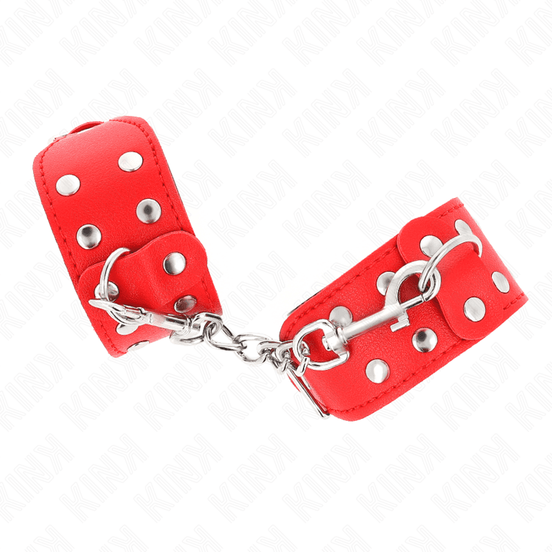 KINK - WRISTBANDS WITH DOUBLE LINE OF ADJUSTABLE STUDS RED 5