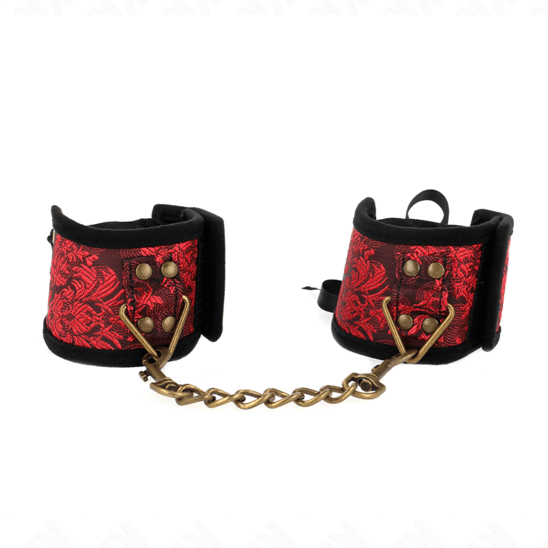KINK - SCANDAL WRIST RESTRAINTS RED-BLACK LACE DETAILS 24.5 CM X 6.5 CM 2
