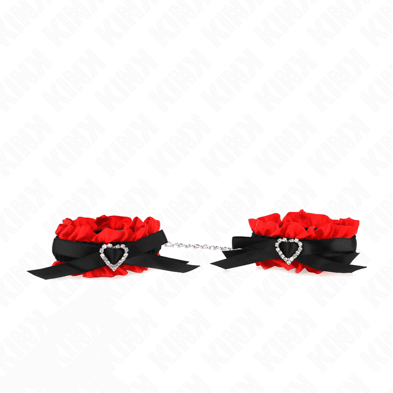KINK - LACE ELASTIC WRIST RESTRAINTS RED HEART DETAILS ADJUSTABLE 22-35 CM 2