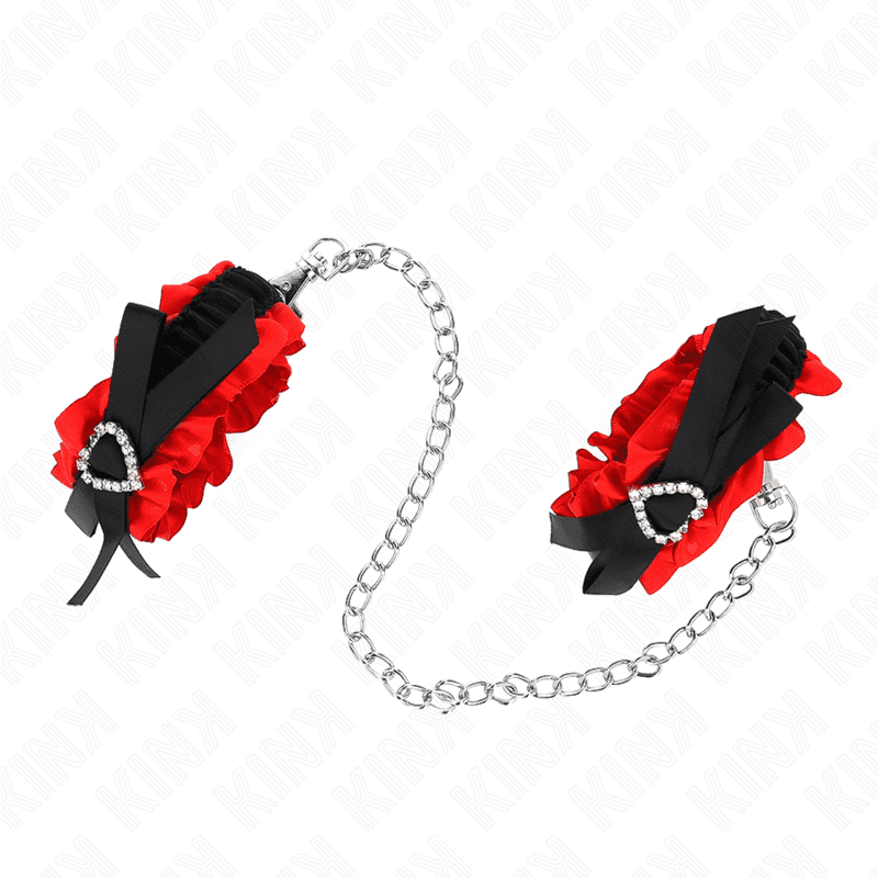 KINK - LACE ELASTIC WRIST RESTRAINTS RED HEART DETAILS ADJUSTABLE 22-35 CM 5