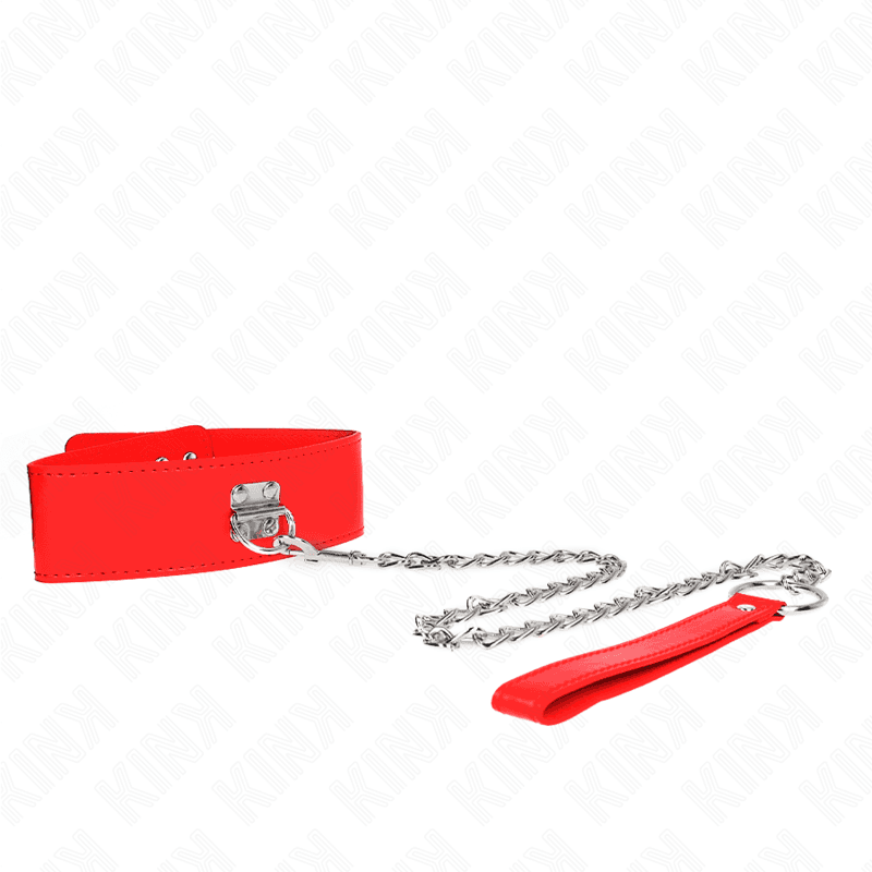 KINK - NECKLACE WITH BELT 65 CM WITH WIDE RED STRAP ADJUSTABLE 33.5-41 CM X 5 CM 5