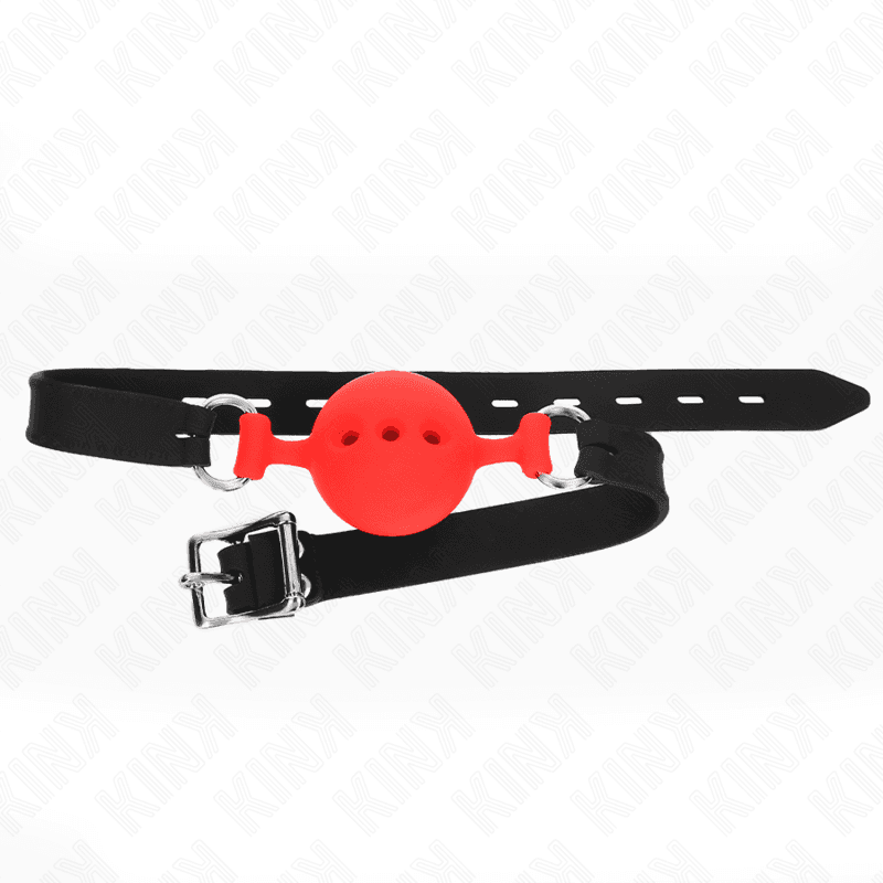 KINK - FULL SILICONE GAG 55 x 2 CM WITH 4.5 CM BALL SIZE M RED ADJUSTABLE 35-51 CM 5