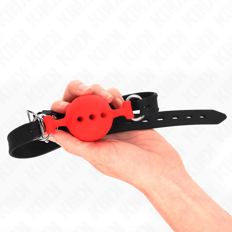 KINK - FULL SILICONE GAG 55 x 2 CM WITH 4.5 CM BALL SIZE M RED ADJUSTABLE 35-51 CM 2