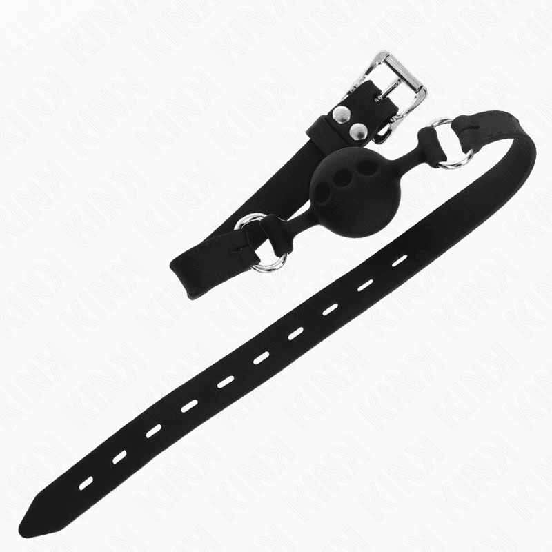 KINK - FULL SILICONE GAG 55 x 2 CM WITH 4 CM BALL SIZE S BLACK ADJUSTABLE 35-51 CM 5