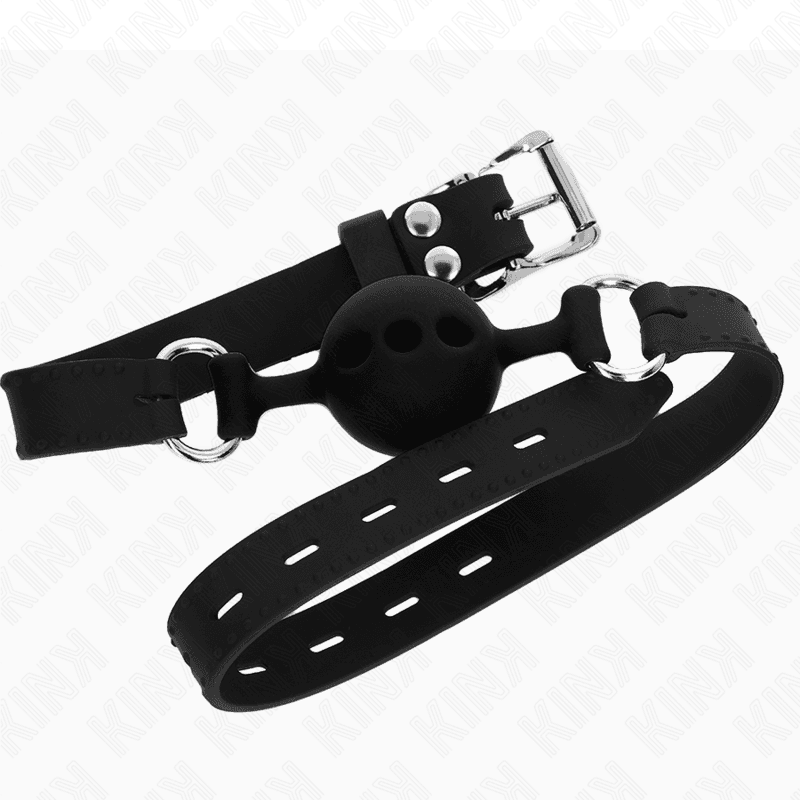 KINK - FULL SILICONE GAG 55 x 2 CM WITH 4 CM BALL SIZE S BLACK ADJUSTABLE 35-51 CM 2