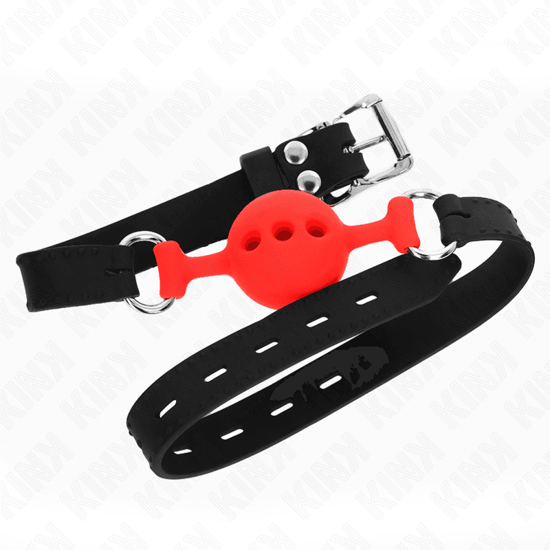 KINK - FULL SILICONE GAG 55 x 2 CM WITH 4 CM BALL SIZE S RED ADJUSTABLE 35-51 CM 5