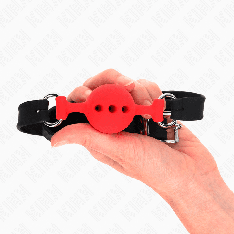 KINK - FULL SILICONE GAG 55 x 2 CM WITH 4 CM BALL SIZE S RED ADJUSTABLE 35-51 CM 2