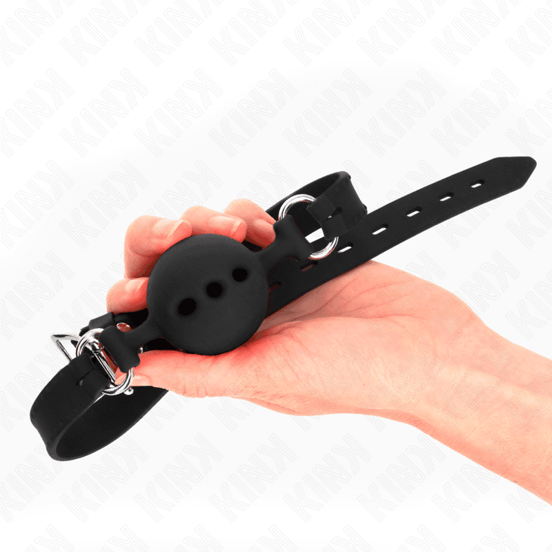 KINK - FULL SILICONE GAG 55 x 2 CM WITH 5 CM BALL SIZE L BLACK ADJUSTABLE 35-51 CM 5
