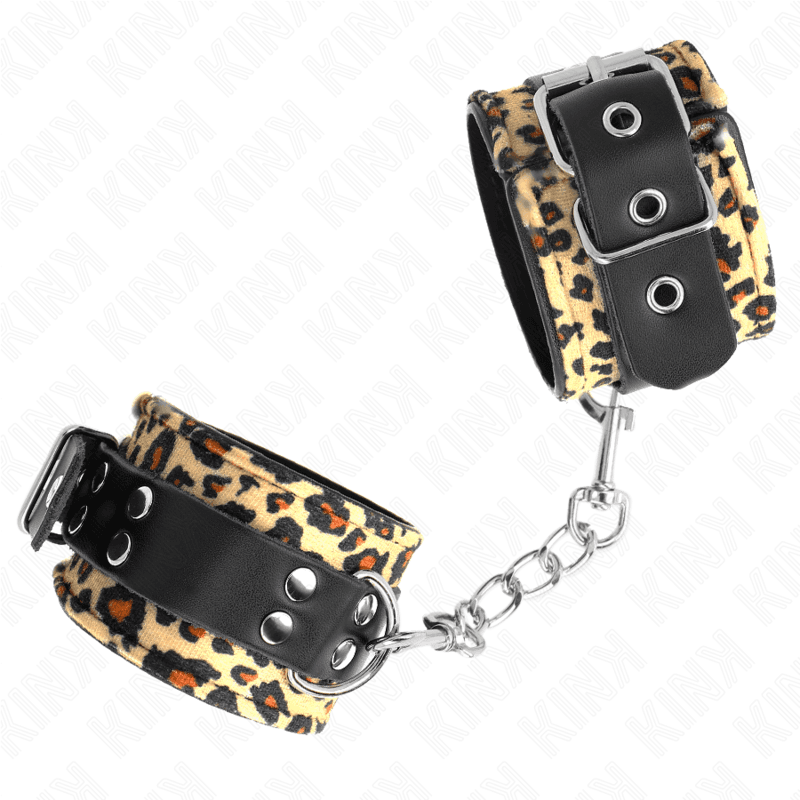 KINK - LEOPARD REAL LEATHER WRIST RESTRAINT ADJUSTABLE 18-29 CM X 5.5 CM 5